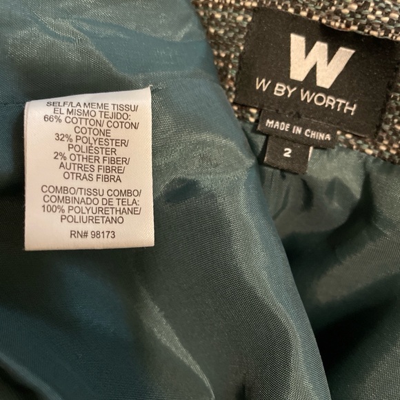 W by Worth Cypress Gray Tweed Peplum Grommet Jacket Size2 Tailored Frayed Fringe - Picture 4 of 11